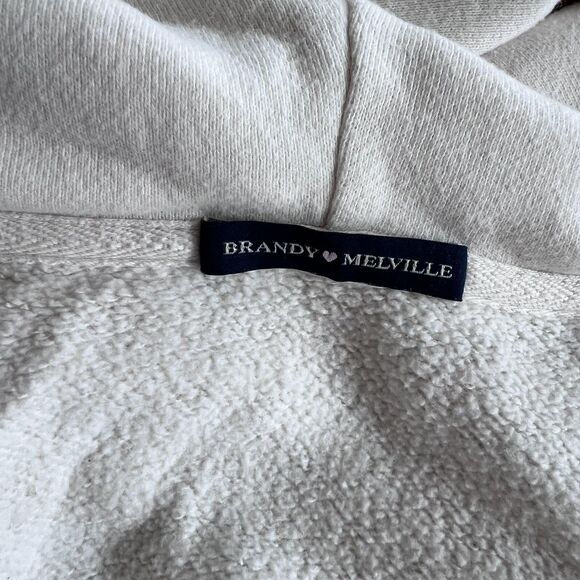Brandy Melville Hoodie Womens Extra Small White Full Zip Fleece Lined Pockets - Picture 7 of 11